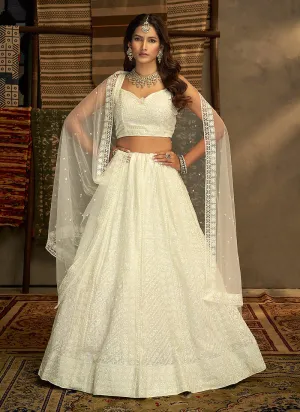 White And Gold Stylish Embroidered Lehenga Choli