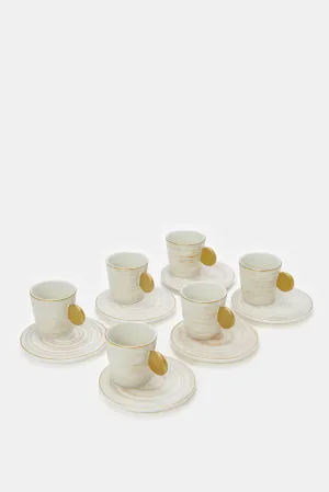 White And Gold Tea Set (12 Piece)