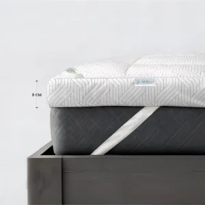 White And Grey Geometric Mattress Topper with 2 Pillow Cover - Queen Size 90x200 8cm