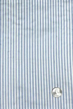 White Blue 22-2 Striped Silk Shantung