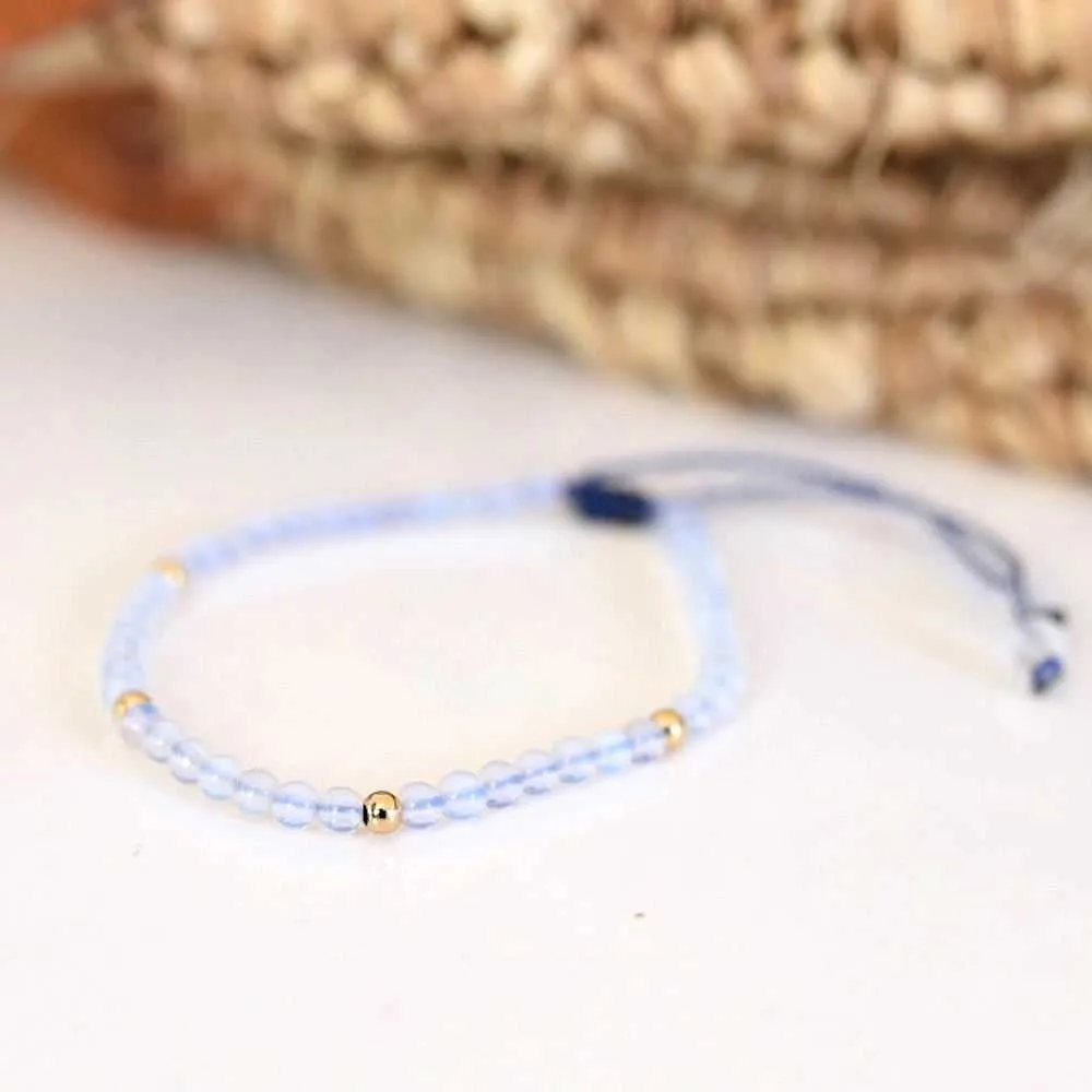 White-Blue Opal Adjustable Gemstone Bracelet