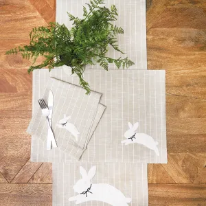 White Bunny Hop Stripe Table Linens