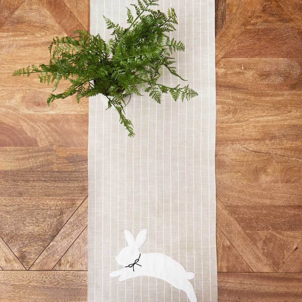 White Bunny Hop Stripe Table Linens