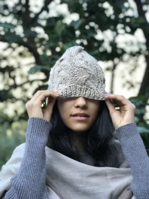 White Cable Knit Hemp   Wool Cap