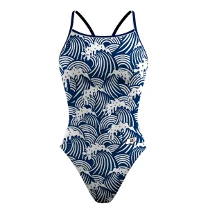 White Cap Skinny Strap Swimsuit