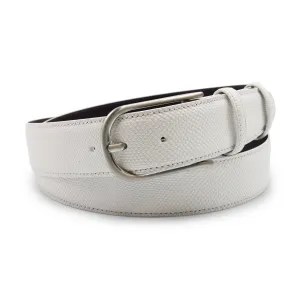 White Carung Curved Prong Belt