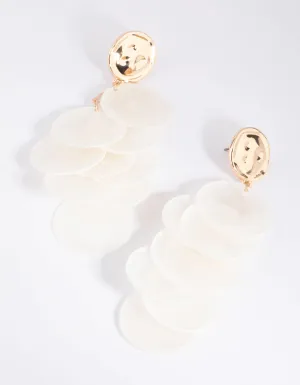 White Cascading Shell Drop Earrings