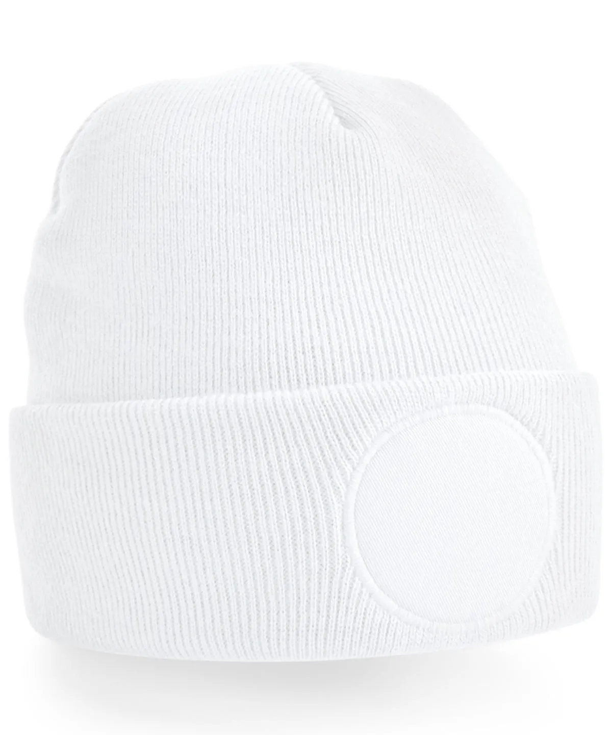 White - Circular patch beanie