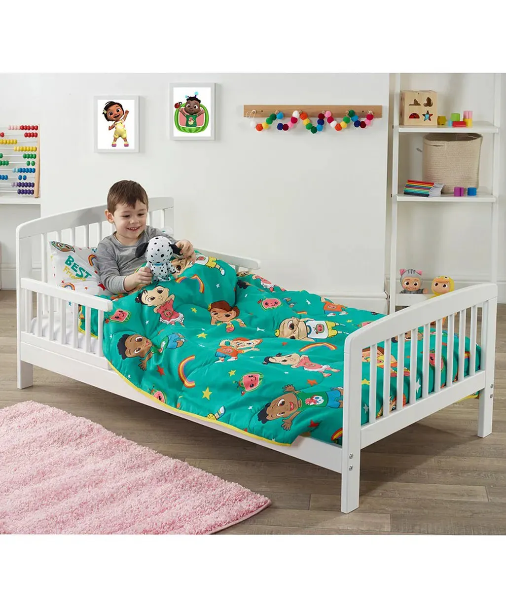 White Cocomelon Toddler Bedding Set (3 Piece)