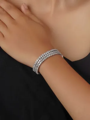 White Color Silver Plated Faux Diamond Bracelet - CZBRAC120