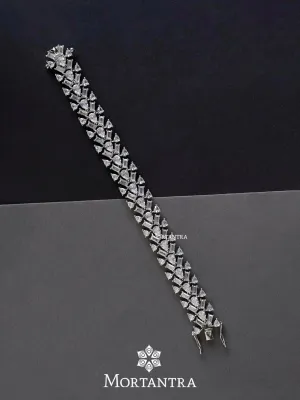 White Color Silver Plated Faux Diamond Bracelet - CZBRAC71