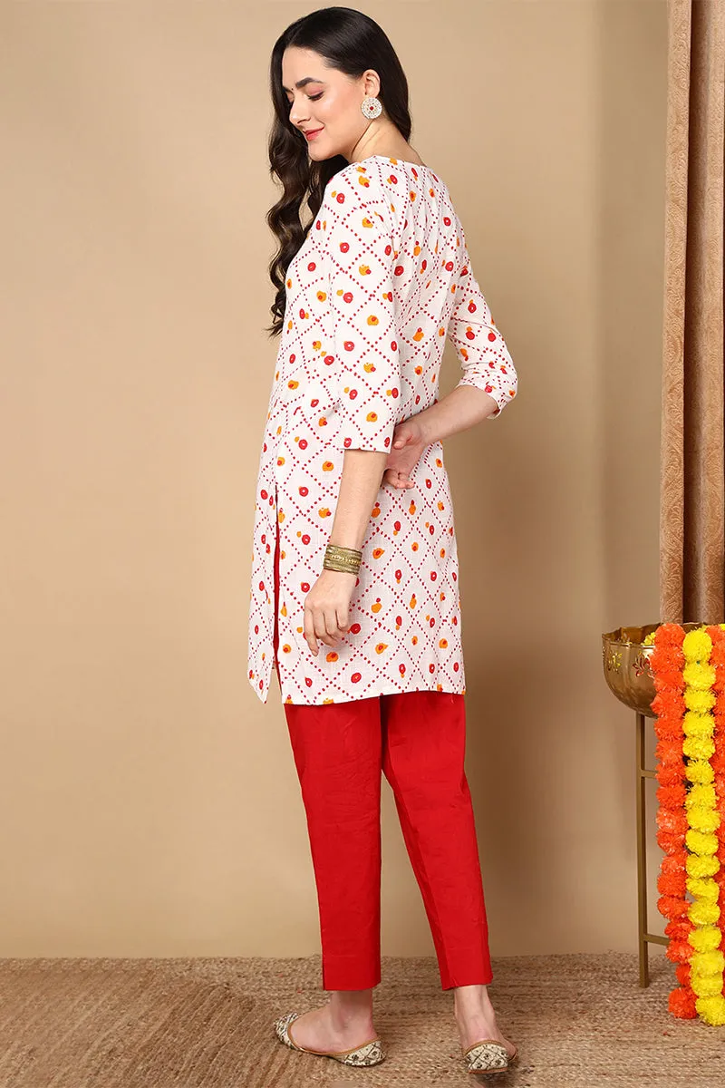 White Cotton A-Line Kurta