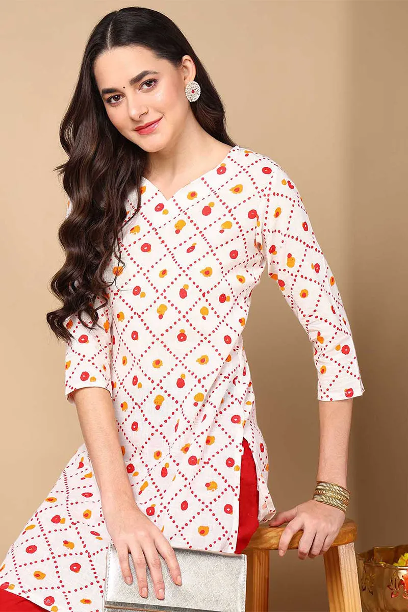 White Cotton A-Line Kurta