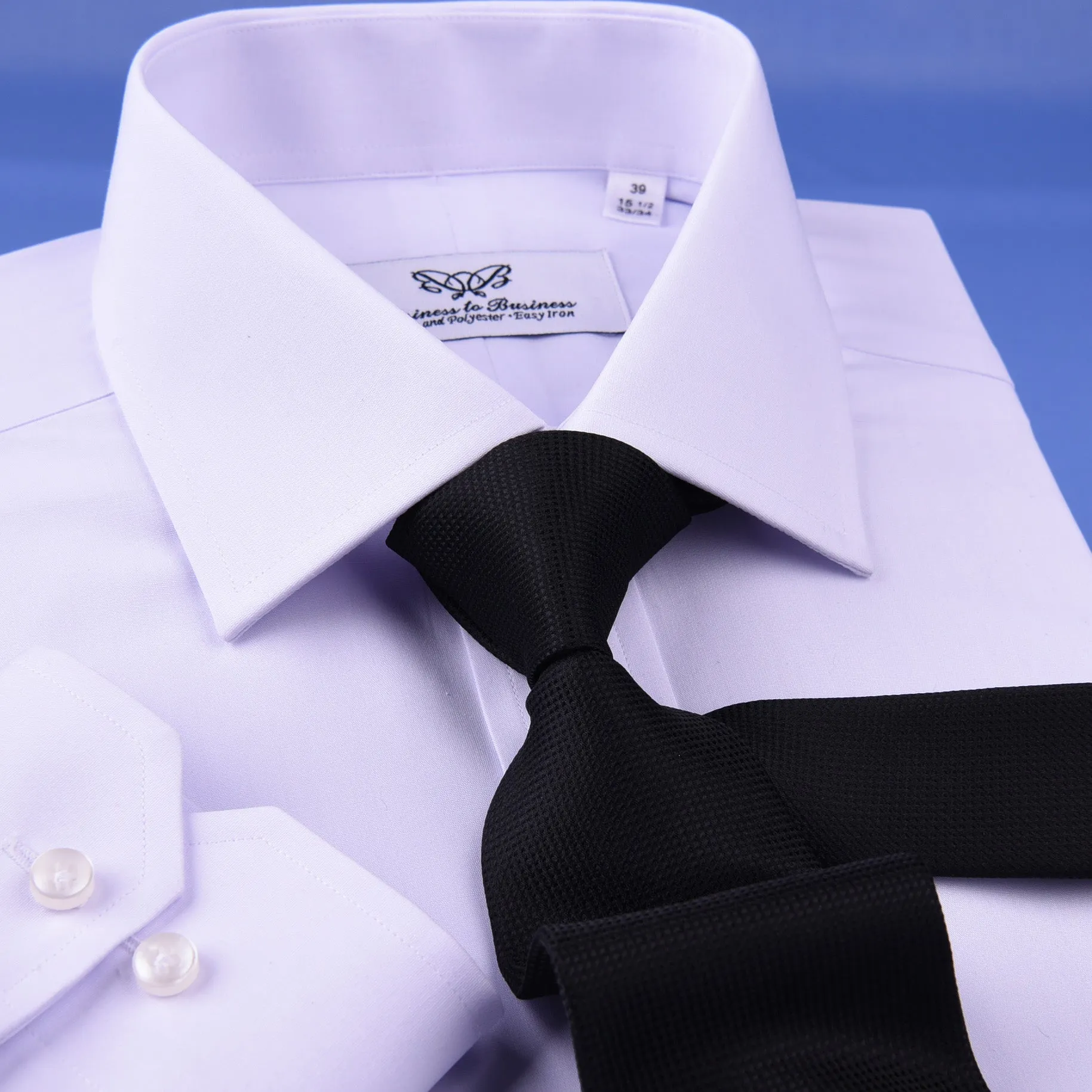 White Cotton & Polyester Easy Iron Business Professional Formal Dress Shirt