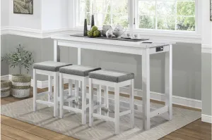 White Counter Height Dining w/ built-in USB ports