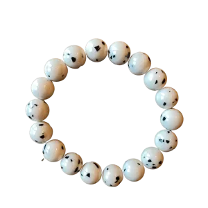 White Dalmatian Jasper 10mm Bracelet