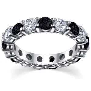 White Diamonds & Black Diamonds Eternity Wedding Ring