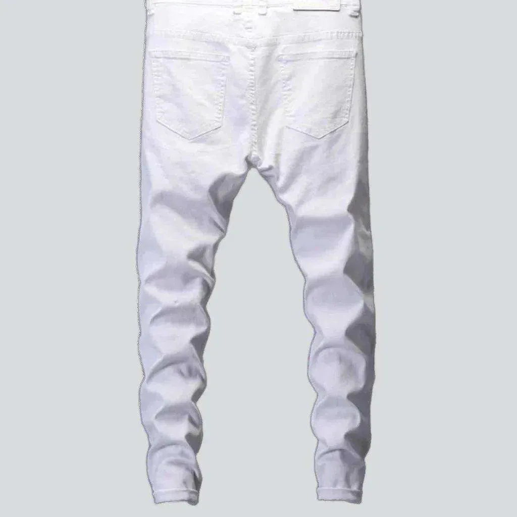 White distressed jeans for men