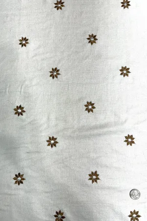 White Embroidered Silk Linen MEMT-023-13