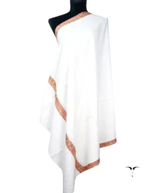 white embroidery Pashmina shawl 8679