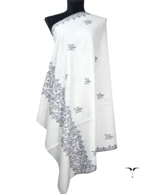 white embroidery pashmina shawl 8737