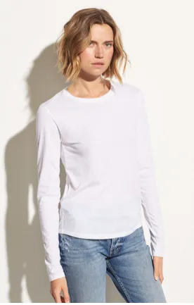 White Essential Long Sleeve Crew Neck Tee