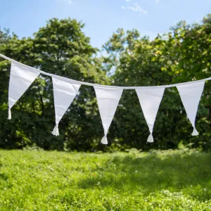 White Fabric Bunting, 4m