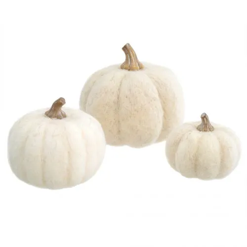 White Felt Pumpkin - Small