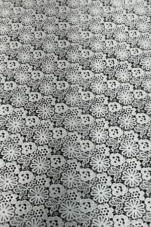 White Floral Corded Embroidery Fabric