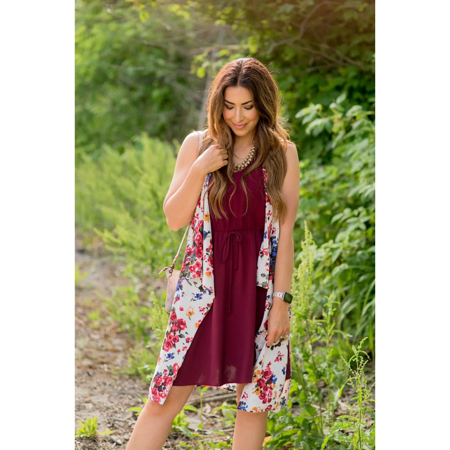 White Floral Kimono Vest