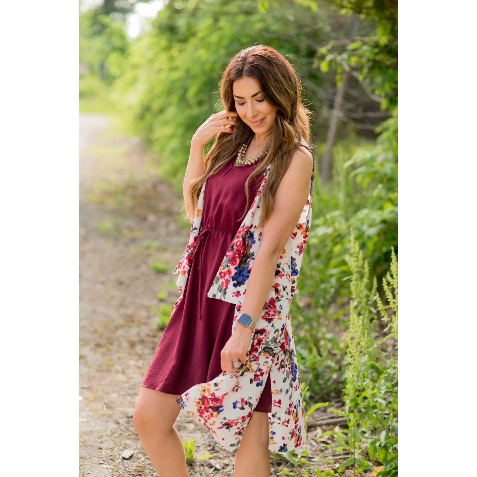 White Floral Kimono Vest