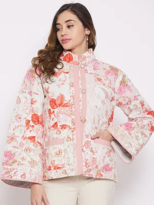 White Floral Patched Jacket