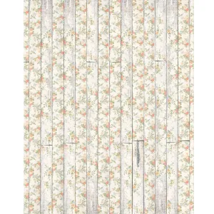 White Floral Planks Printed Backdrop