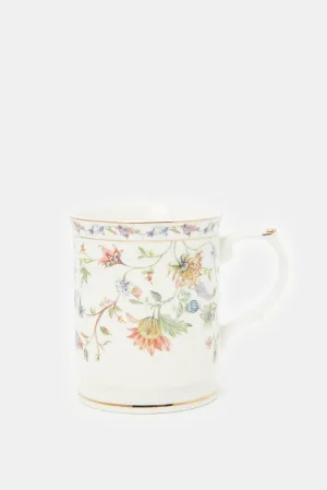 White Floral Printed Mug