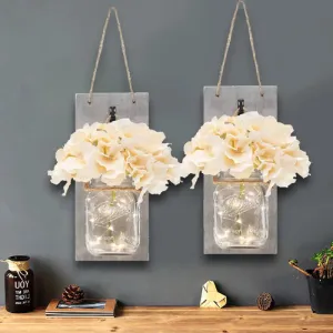 White Flower Hanging Wall Light with Clear Glass Shade String Light - 2 Pack for Hallways