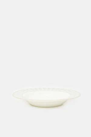 White Geometric Printed Soup Plate