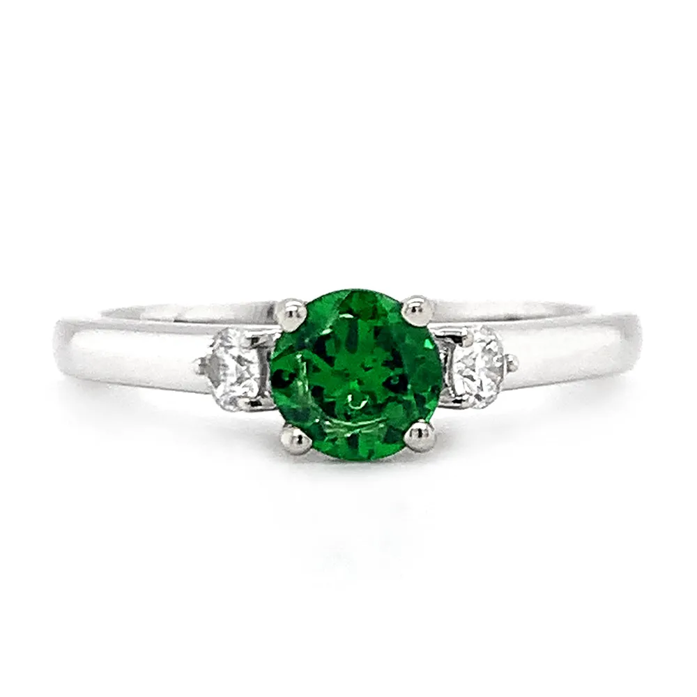 White Gold & Tsavorite Garnet Ring - "Shamrock Glam"