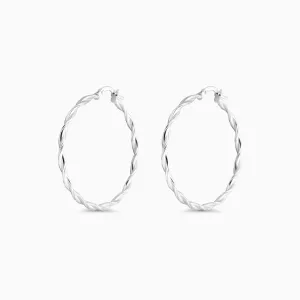 White Gold Dainty Twist Hoops