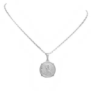 White Gold Filled Coin Pendant Chain Necklace