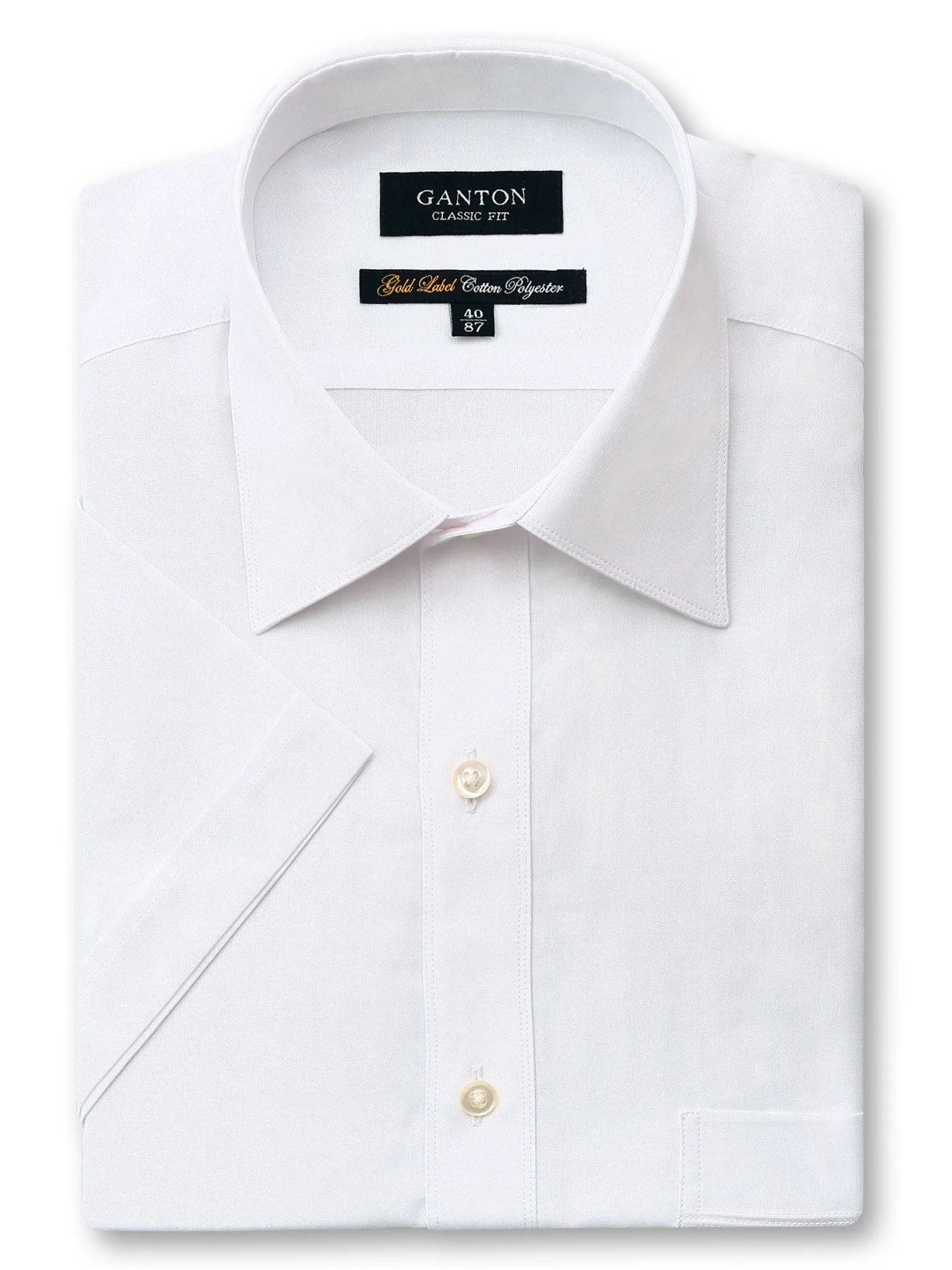 White Gold Label Classic Fit Short Sleeve Cotton Polyester Shirt