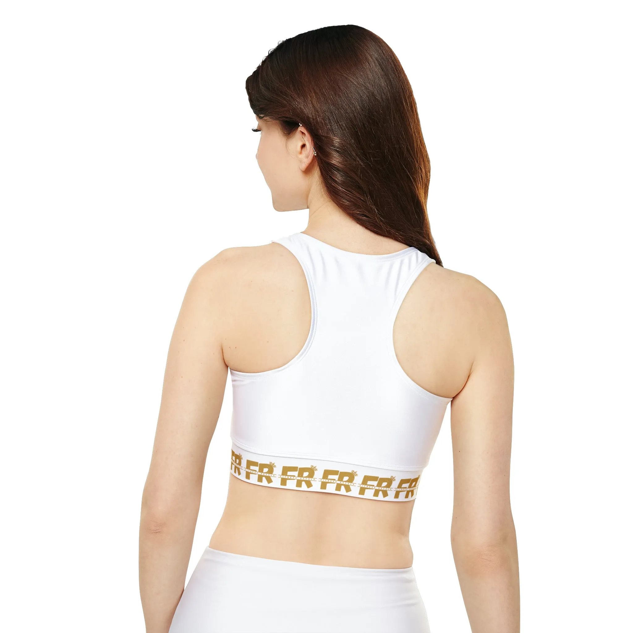 White Gold Lined, Padded Sports Bra