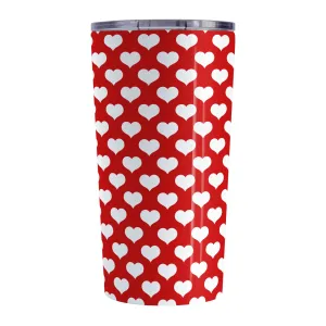 White Hearts Pattern Red Tumbler Cup