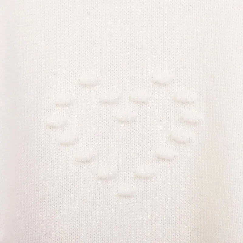 White Jacquard Woolen Sweater