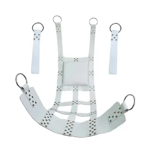 White Leather Sling with Reinforced Straps and Studded Accents