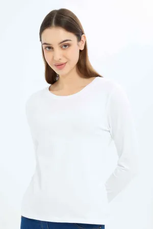 White Long Sleeve Crew Neck T-Shirt