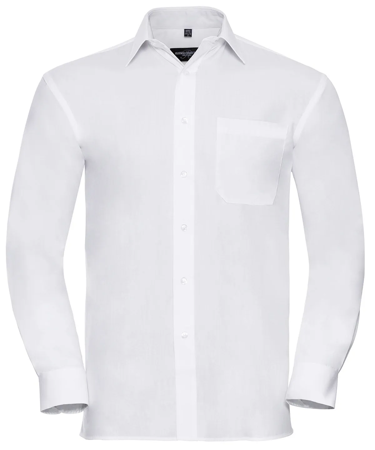 White - Long sleeve pure cotton easycare poplin shirt