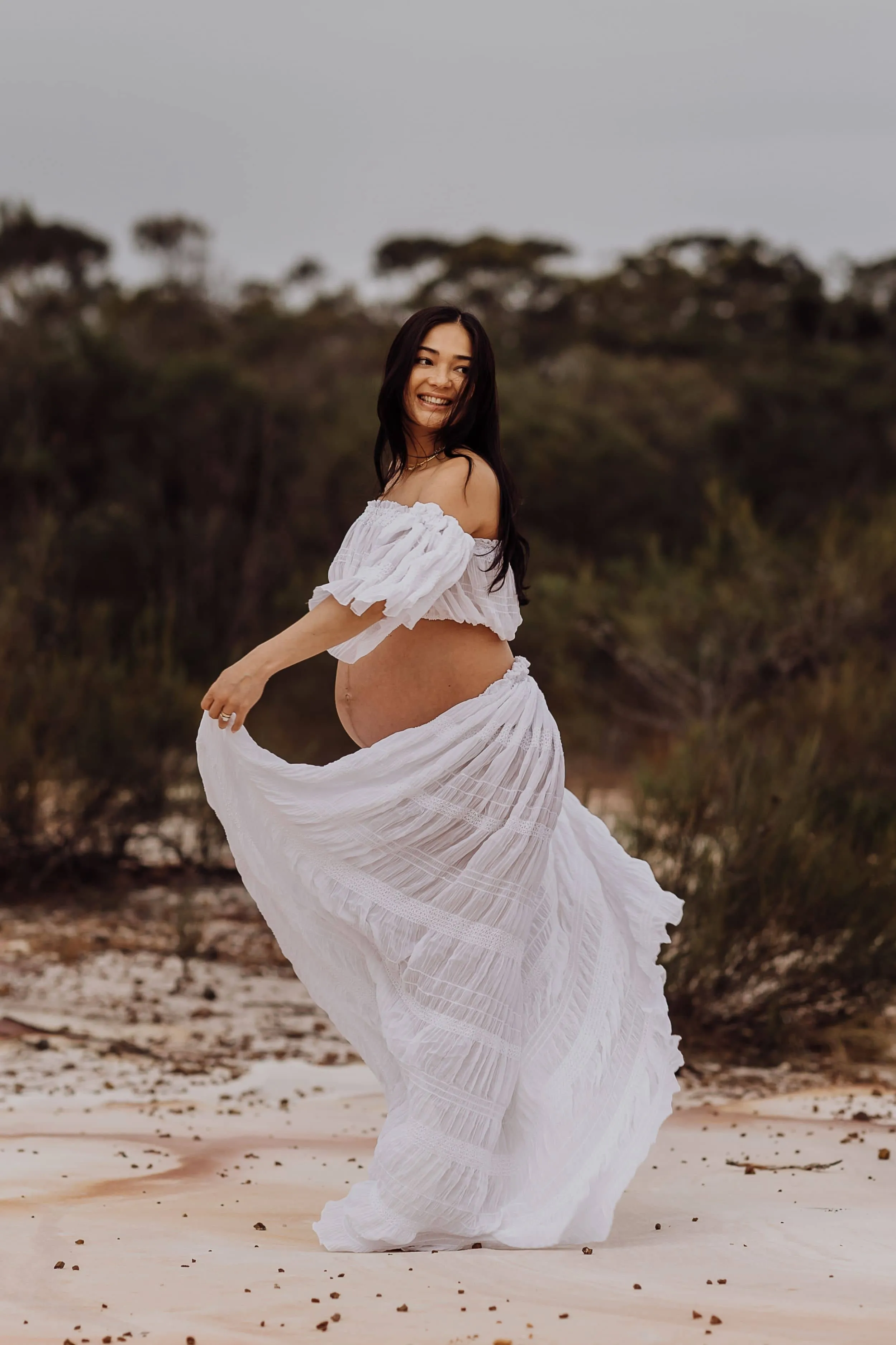 White Lotus Tulle Maxi Two Piece Set