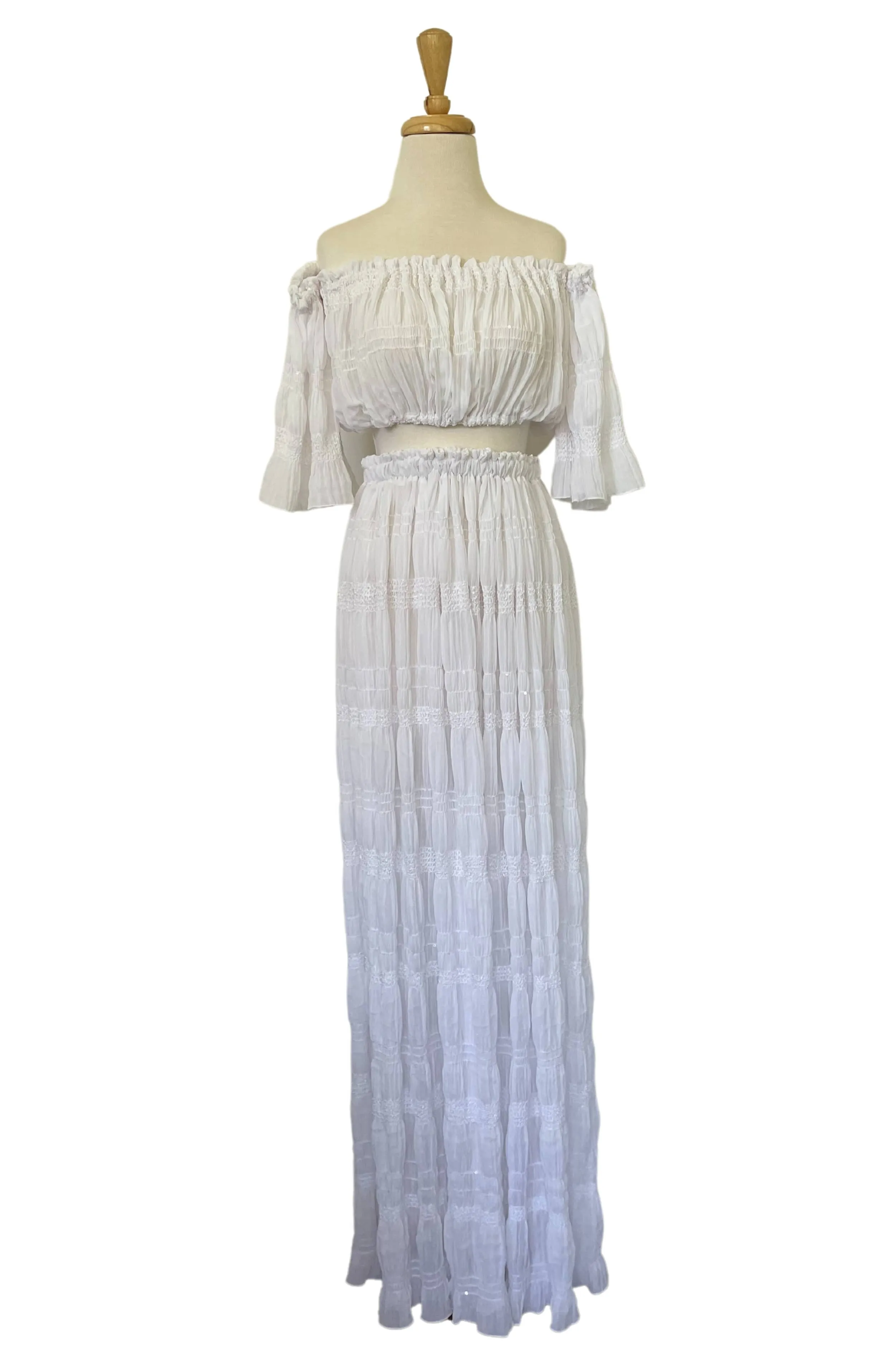 White Lotus Tulle Maxi Two Piece Set