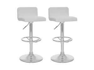 White Low Back Bar Stools, Set of 2