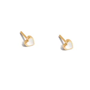 White Mini Heart Stud Earring